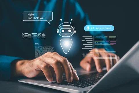 Virtual ai assistant chatbot code interface automation, artificial intellig.. Stock Photos