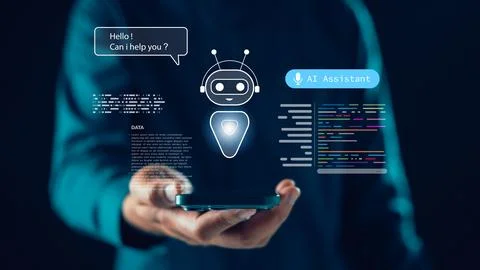 Virtual ai assistant chatbot code interface artificial intelligence automat.. Foto stock