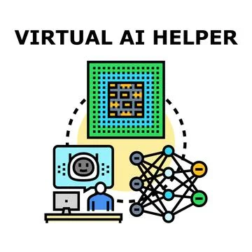 Virtual ai helper concept with machine learning Stock-Illustration