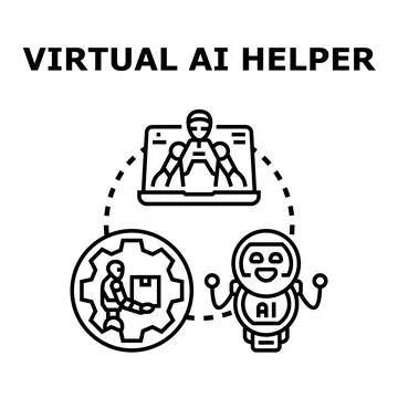 Virtual ai helper providing digital assistance service Stock Illustration