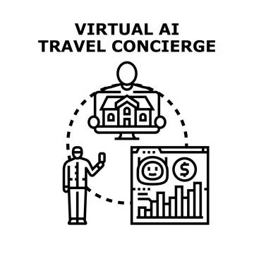 Virtual ai travel concierge assisting global journey planning Stock Illustration