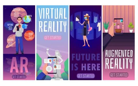 Virtual and augmented reality application software for business and travel in 스톡 일러스트