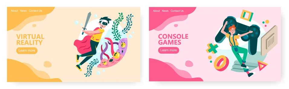 Virtual and augmented reality game technology. Console game controller. Gamer Stock Illustration