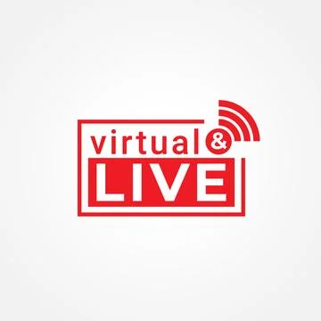 Virtual and Live logo concept with Square shape and signal icon. Broadcasti.. Stock Illustration
