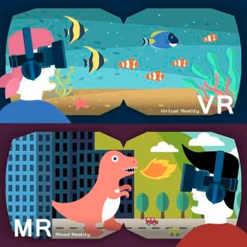 Virtual and mixed reality Illustrazione stock