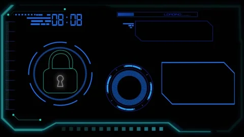 Virtual animated countdown Timer Futuristic interface HUD light effects. Stock Footage 318630187
