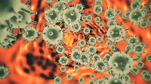 Virtual animated representation of coronavirus 2019-nCoV cells inside infected Stock Footage 153143870
