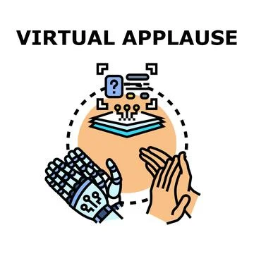 Virtual applause showing human and robotic hands interacting Stock Illustration