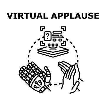 Virtual applause showing human and robotic hands interacting Stock Illustration
