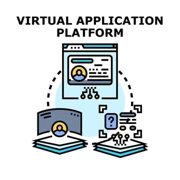 Virtual application platform creating cloud computing environment Stock Illustration
