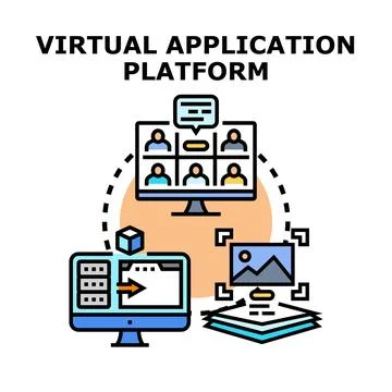 Virtual application platform integrating remote work and file sharing Stock Illustration