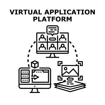 Virtual application platform integrating remote work and file sharing 库存插图
