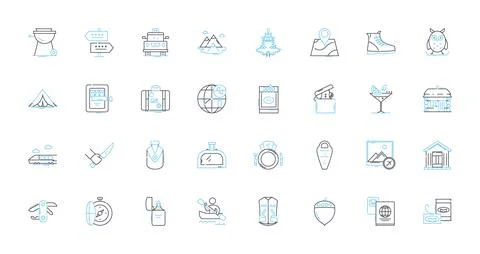Virtual applications linear icons set. Simulation, Emulation, Digital, Online Stock Illustration