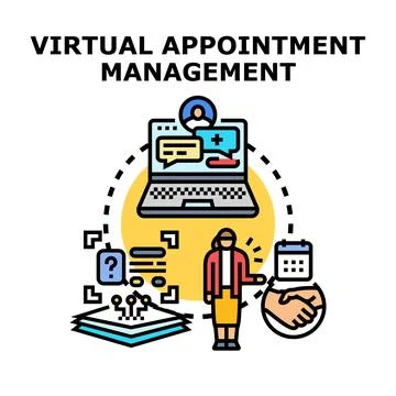 Virtual appointment management developing online scheduling healthcare system 스톡 일러스트