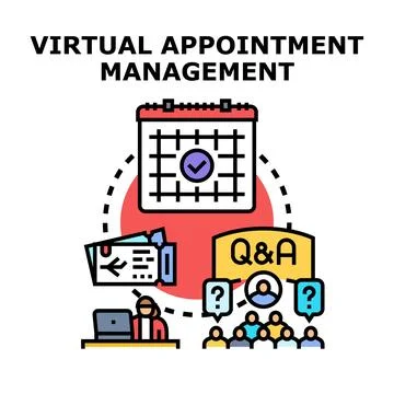 Virtual appointment management system concept illustrating online events Stock Illustration