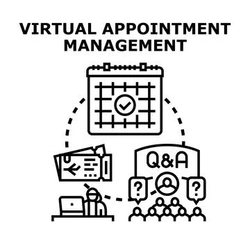 Virtual appointment management system concept illustrating online events Stock Illustration