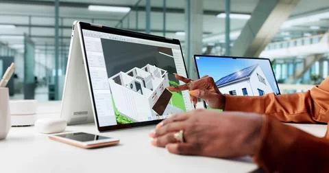 Virtual Architect Uses 3D Tablet Design For Real Estate Remodel Stock Photos