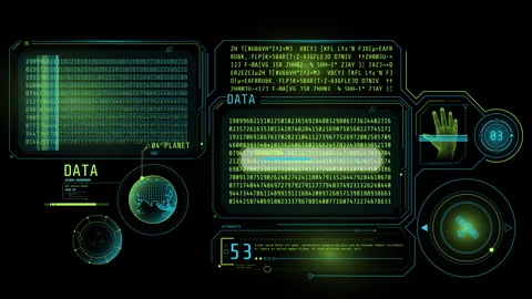 Virtual array of coded data Stock Footage 256608806