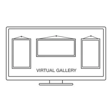 Virtual art gallery excursion or museum.Online museum concept Stock Illustration
