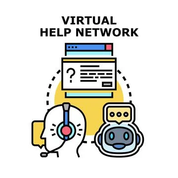 Virtual assistance network providing online customer help Stock Illustration