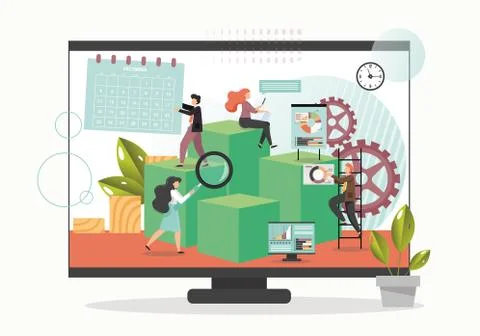 Virtual assistant business concept vector flat illustration Ilustración de archivo