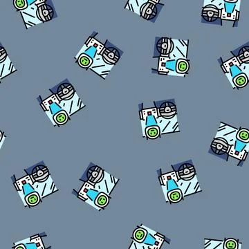 Virtual assistant car vector seamless pattern Ilustração Stock