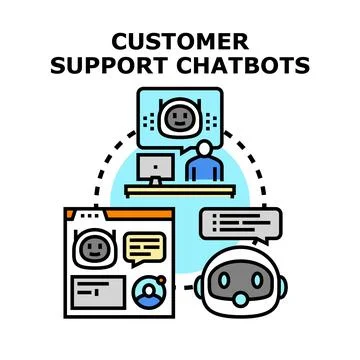 Virtual assistant chatbot connecting with customer support 库存插图