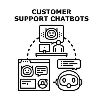Virtual assistant chatbot connecting with customer support Stock-Illustration