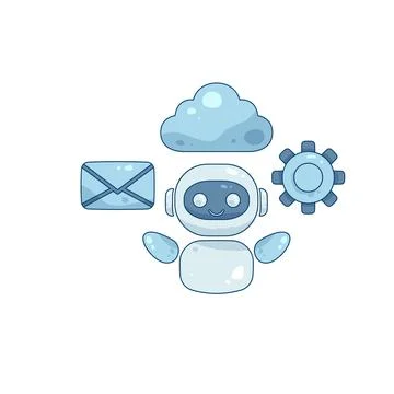 Virtual assistant with a cloud and gear Illustrazione stock