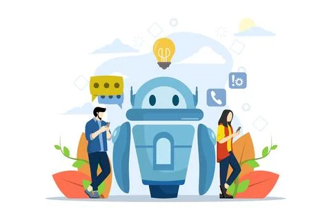 Virtual assistant concept, business development, sales boost. Ilustração Stock