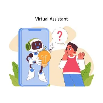 Virtual Assistant concept. Flat vector illustration Ilustração Stock