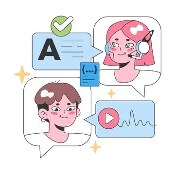 Virtual Assistant concept. Flat vector illustration Stock Illustration