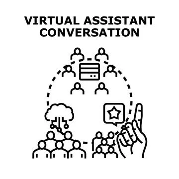 Virtual assistant conversation connecting people globally Stock Illustration