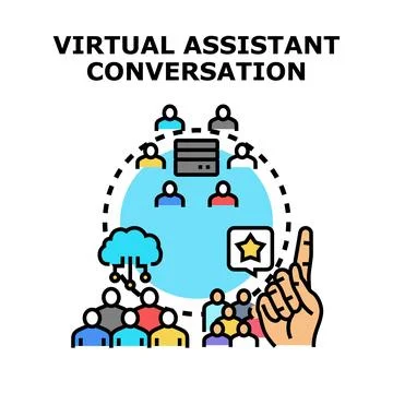 Virtual assistant conversation connecting people globally Stock Illustration