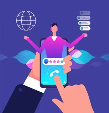 Virtual assistant. Customer operator online technical support. Man hotline Stock Illustration