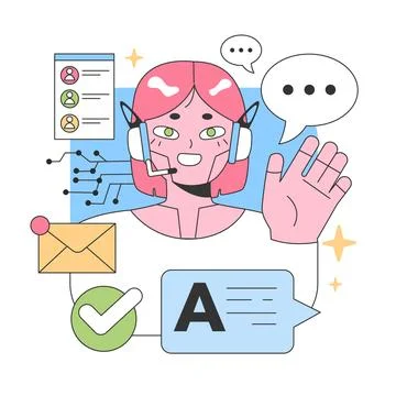 Virtual Assistant dynamics. Flat vector illustration Stockillustratie