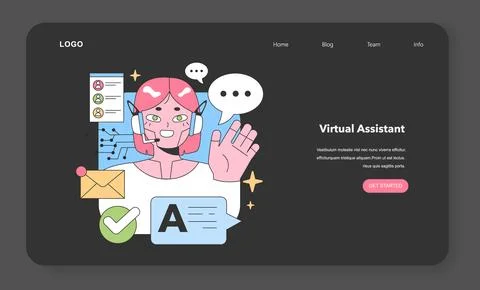 Virtual Assistant dynamics. Flat vector illustration Stockillustratie