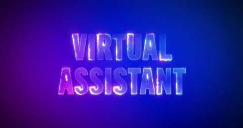 Virtual Assistant. Electric lightning words. Logotype Stock Footage 134820881