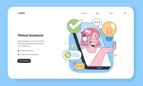 Virtual assistant emerges from smartphone screen. Flat vector illustration Stock Illustration