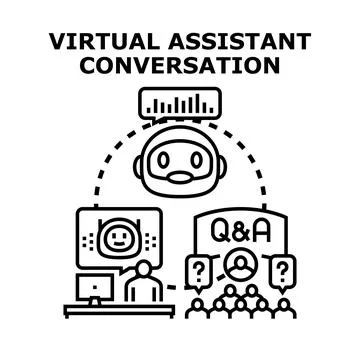 Virtual assistant engaging in global conversation and support Stock Illustration