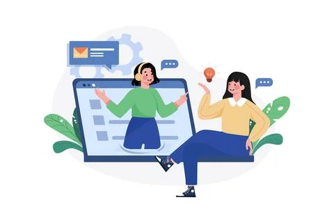 Virtual Assistant flat illustration concept on white background Stock Illustration