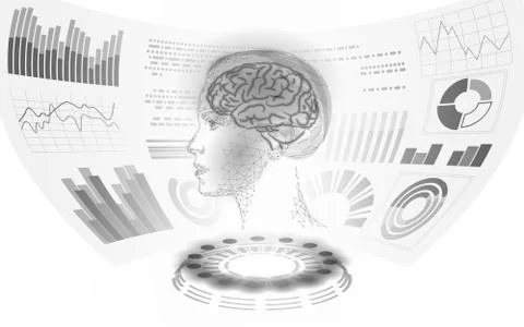 Virtual assistant HUD user display technology. AI artificial intelligence robot 스톡 일러스트