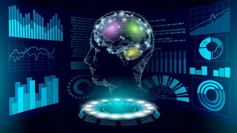 Virtual assistant HUD user display technology. AI artificial intelligence robot 스톡 일러스트