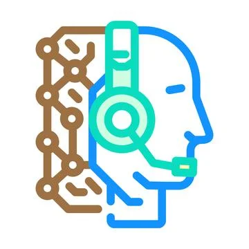 Virtual assistant hybrid work color icon vector illustration Ilustración de archivo