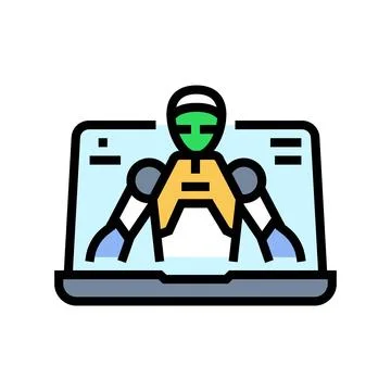 Virtual assistant hybrid work color icon vector illustration Ilustração Stock