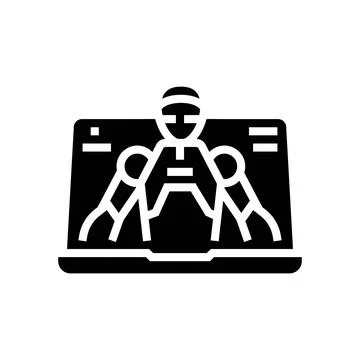 Virtual assistant hybrid work glyph icon vector illustration Ilustração Stock