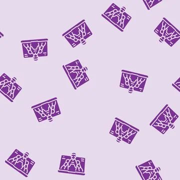 Virtual assistant hybrid work glyph seamless pattern Illustrazione stock