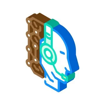 Virtual assistant hybrid work isometric icon vector illustration Ilustração Stock