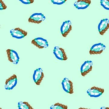 Virtual assistant hybrid work isometric icon seamless pattern Stockillustratie