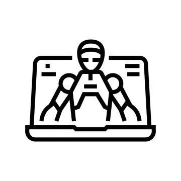 Virtual assistant hybrid work line icon vector illustration Ilustração Stock
